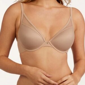 ThirdLove Taupe Nude 24/7 Classic Contour Plunge Underwire Push Up Bra 38D